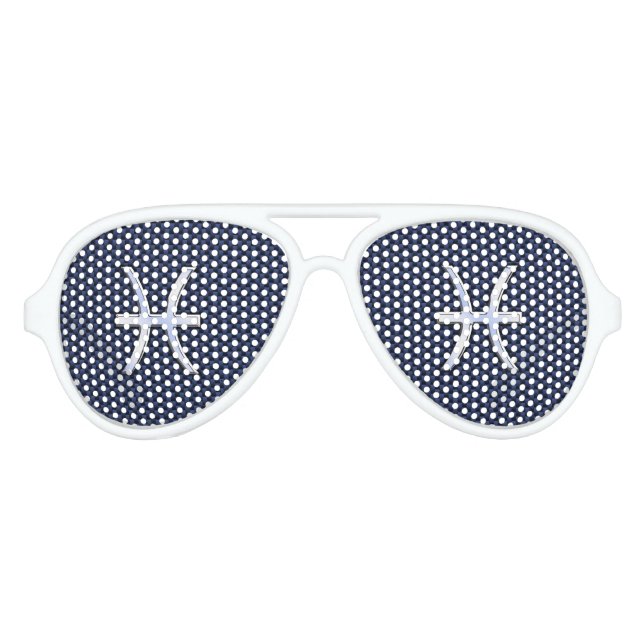 Lunettes De Fête Aviateur Panneau Zodiac Poissons d'argent Impression Fibre  (Devant)