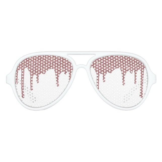 Lunettes De Fête Aviateur Parties scintillant Rose or Fille gouttes (Devant)