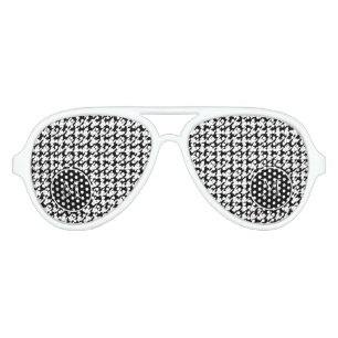 Lunettes De Fête Aviateur Pied-de-poule noir et blanc votre monogramme