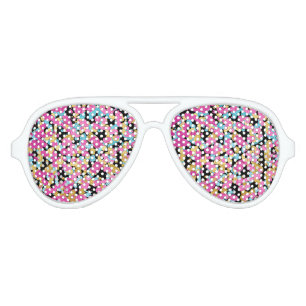 Lunettes De Fête Aviateur Plat de peinture rose, bleu et or Faux brillant