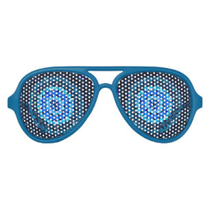Lunettes De Fête Aviateur Points De Pot Circulaires Bleus,