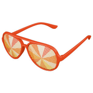 Lunettes De Fête Aviateur Pop Art Modern 60s Funky Geometry Rays in Orange