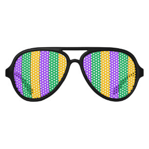 Lunettes De Fête Aviateur Pourpre de jaune de vert de motif de rayures de
