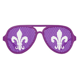 Lunettes De Fête Aviateur Purple Fleur de lis Mardi gras nuances