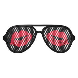 Lunettes De Fête Aviateur Red Lips Kiss Bachelorette Party