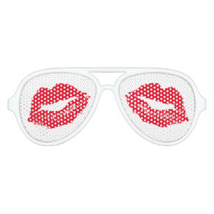 Lunettes De Fête Aviateur Red Lipstick Kiss Mark Bachelorte Party