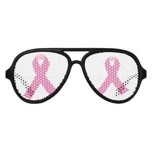 Lunettes De Fête Aviateur Ruban de rose de conscience de cancer du sein