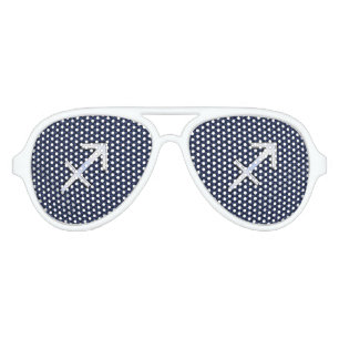 Lunettes De Fête Aviateur Sagittarius Zodiac Sign on Blue Carbon Fiber Decor