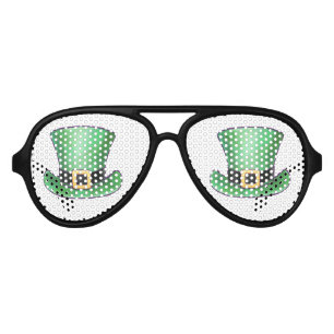 Lunettes De Fête Aviateur St Patrick’s Day Green Top Hat