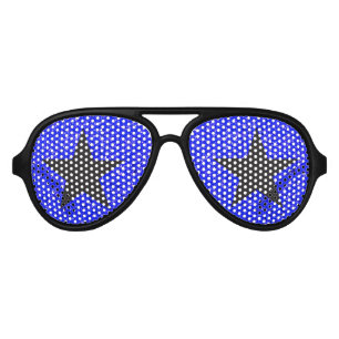 Lunettes De Fête Aviateur Superstar Rockstar Cool Black Star Blue Party