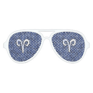 Lunettes De Fête Aviateur Symbole Zodiac Aries sur Camo numérique bleu marin
