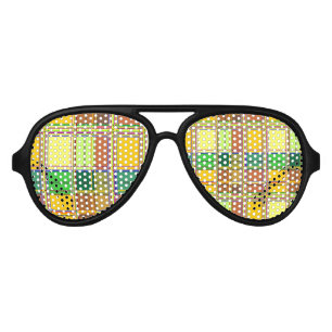 Lunettes De Fête Aviateur Tissu coloré des Caraïbes Madras Tartan
