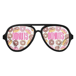 Lunettes De Fête Aviateur Typographie rose de beignet et butées toriques