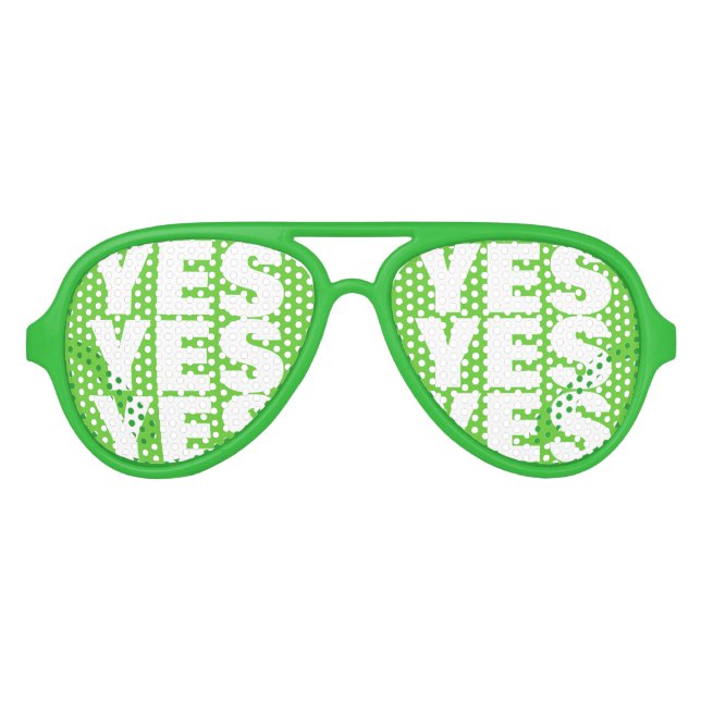 Lunettes De Fête Aviateur Vert vote OUI nuances du parti | Promo de vote amu (Devant)