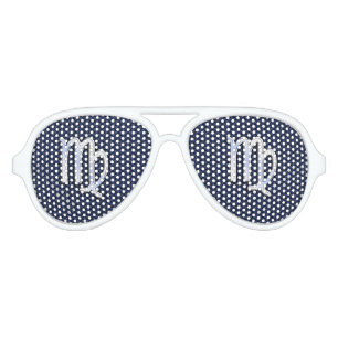 Lunettes De Fête Aviateur Virgo Zodiac Sign on Navy Blue Carbon Fiber Print