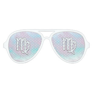 Lunettes De Fête Aviateur Virgo Zodiac sur Pastels Nacre Mère de Perle