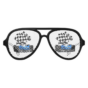 Lunettes De Fête Aviateur Voiture Blue Race avec drapeau À damiers