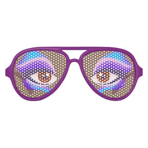Lunettes De Fête Aviateur Yeux Humains Avec Ombre Bleue Violet