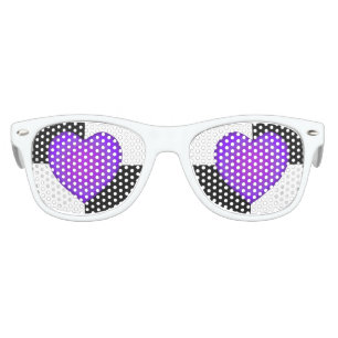 Lunettes De Fête Enfant cœurs violets b&w qui battent