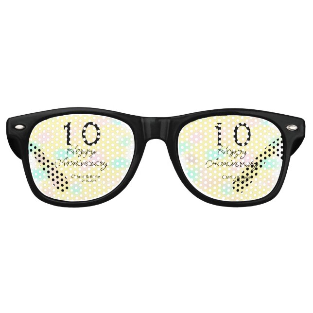 Lunettes De Fête Retro 10 wedding anniversary yellow pastel name retro bo (Devant)