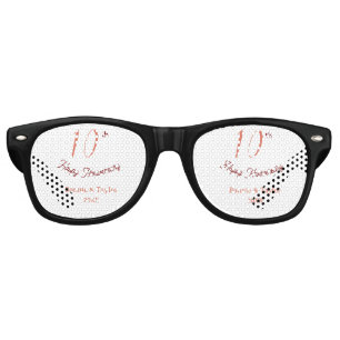 Lunettes De Fête Retro 10e anniversaire de mariage nom pastel pêche rétro
