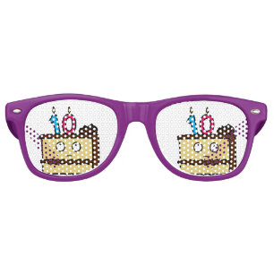 Lunettes De Fête Retro 10e anniversaire gâteau aux bougies