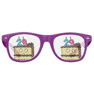 Lunettes De Fête Retro 29ème Gâteau d'anniversaire avec des bougies