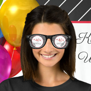 Lunettes De Fête Retro 40 & Coeurs fabuleux 40e anniversaire Photo Noir