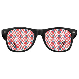 Lunettes De Fête Retro 4 juillet Damier Étoiles et Bandes Patriotiques