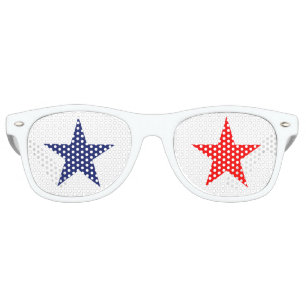 Lunettes De Fête Retro 4 juillet rouge blanc bleu étoiles patriotique