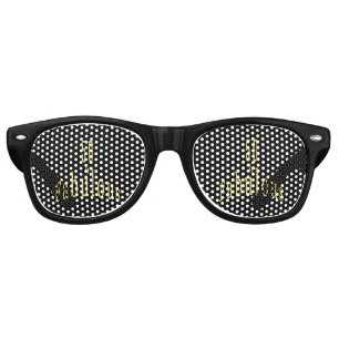 Lunettes De Fête Retro 50 et or noir de cinquantième anniversaire