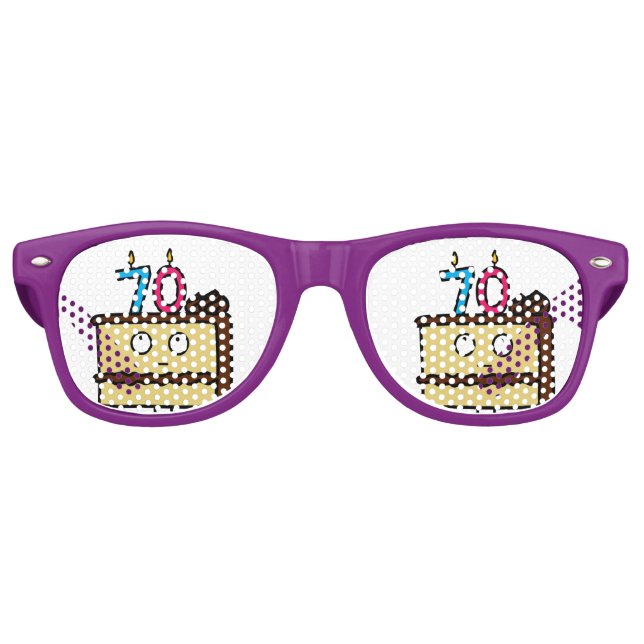 Lunettes De Fête Retro 70e anniversaire gâteau aux bougies (Devant)