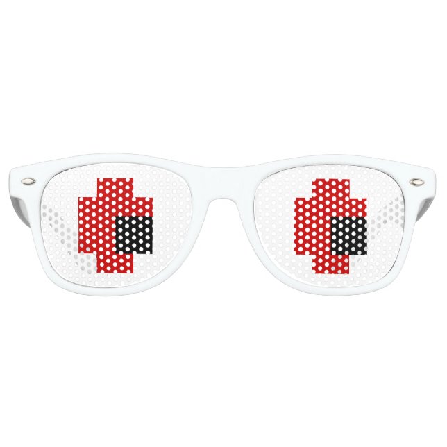 Lunettes De Fête Retro 8 bits Éffrayants yeux rouges (Devant)