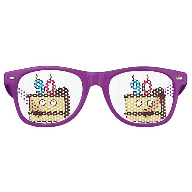 Lunettes De Fête Retro 90e anniversaire gâteau aux bougies (Devant)