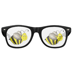 Lunettes De Fête Retro Abeille noire jaune Bumblebee Abeilles de miel Ins