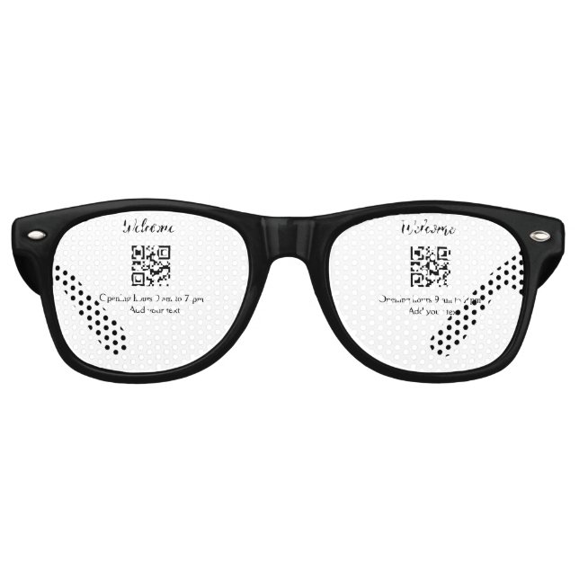 Lunettes De Fête Retro Accueil simple ouverture bienvenue code barre QR a (Devant)