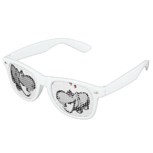 Lunettes De Fête Retro Adult Retro Party Shades, Blanc - Hippo in Love -