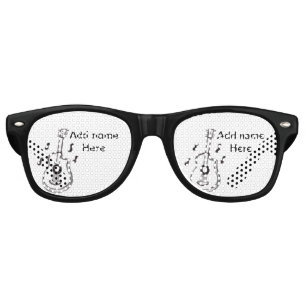 Lunettes De Fête Retro Ajouter votre nom texte brun acoustique guitare éd