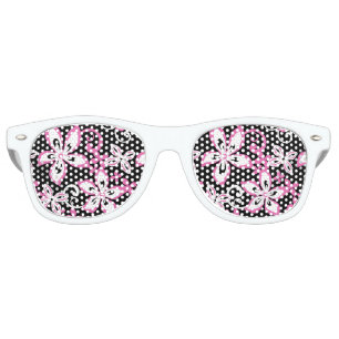 LUNETTES DE FÊTE RETRO ALOHA HAWAII (NOIR/ROSE)