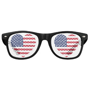 Lunettes De Fête Retro American Flag Heart Patriotic USA