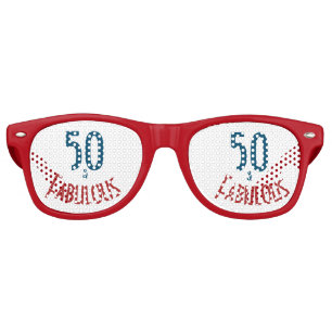 Lunettes De Fête Retro Amusement 50 et bleu rouge de cinquantième