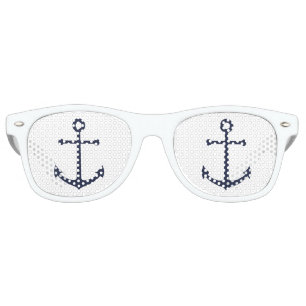 Lunettes De Fête Retro Ancre bleue marine