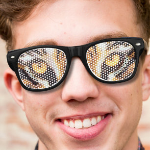 Lunettes De Fête Retro animal sauvage nerf drôle yeux de tigre
