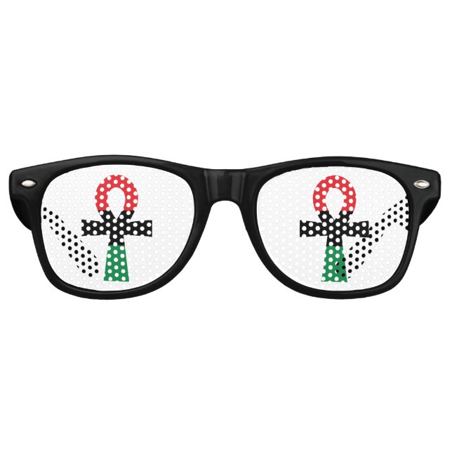 Lunettes De Fête Retro Ankh rouge, noir et vert (Devant)