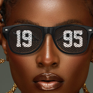 Lunettes De Fête Retro Anniversaire Anniversaire Année Gras Lettre Noire 