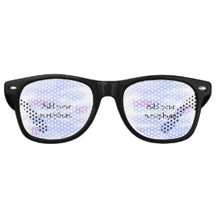 Lunettes De Fête Retro Aquarelle bleu simple ajouter votre nom de texte