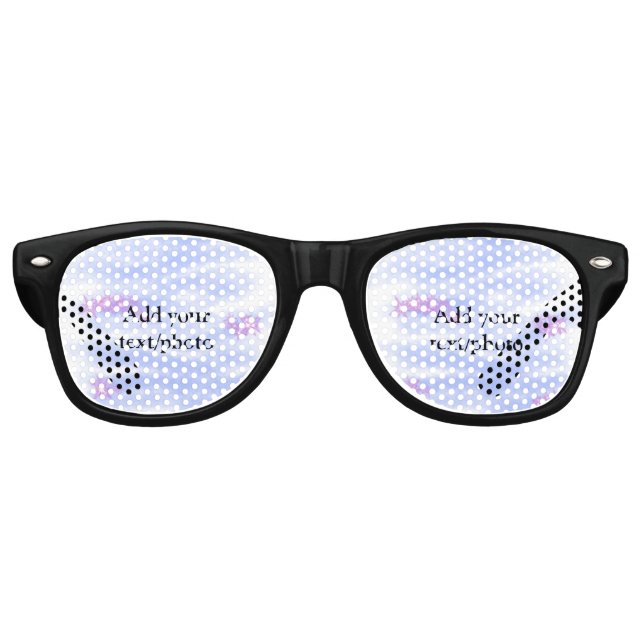Lunettes De Fête Retro Aquarelle bleu simple ajouter votre nom de texte (Devant)
