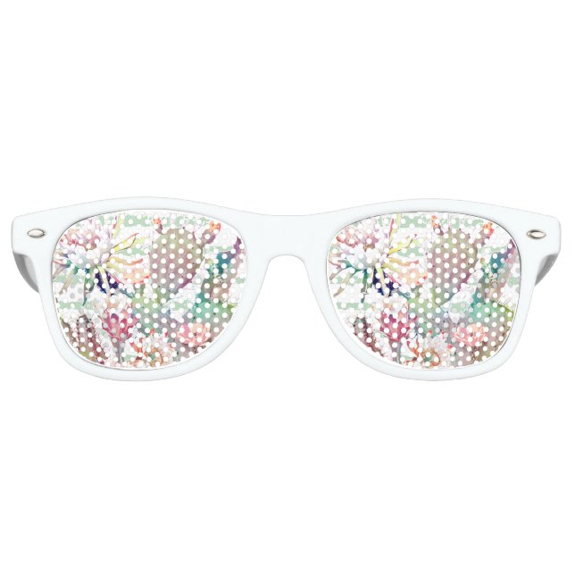 Lunettes De Fête Retro Aquarelle Cactus Floral Stripes Design (Devant)