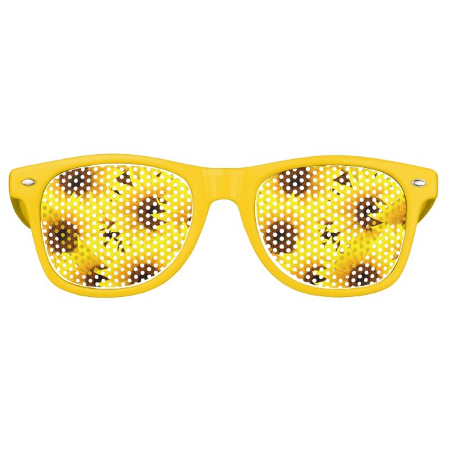Lunettes De Fête Retro Arrière - plan de tournesols (Devant)