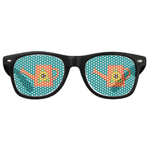 Lunettes De Fête Retro Arrosage orange avec tournesol